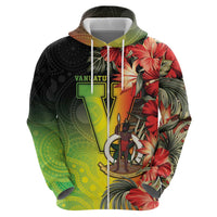 Aboriginal Dot Art Vanuatu Personalised Hoodie Tropical Flowers