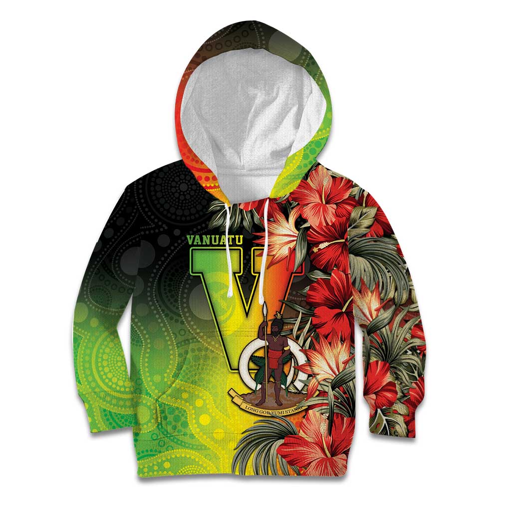 Aboriginal Dot Art Vanuatu Personalised Kid Hoodie Tropical Flowers LT05 Hoodie Reggae - Polynesian Pride