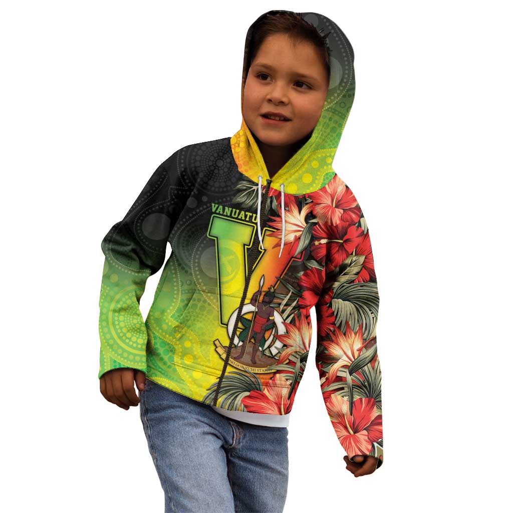 Aboriginal Dot Art Vanuatu Personalised Kid Hoodie Tropical Flowers LT05 - Polynesian Pride