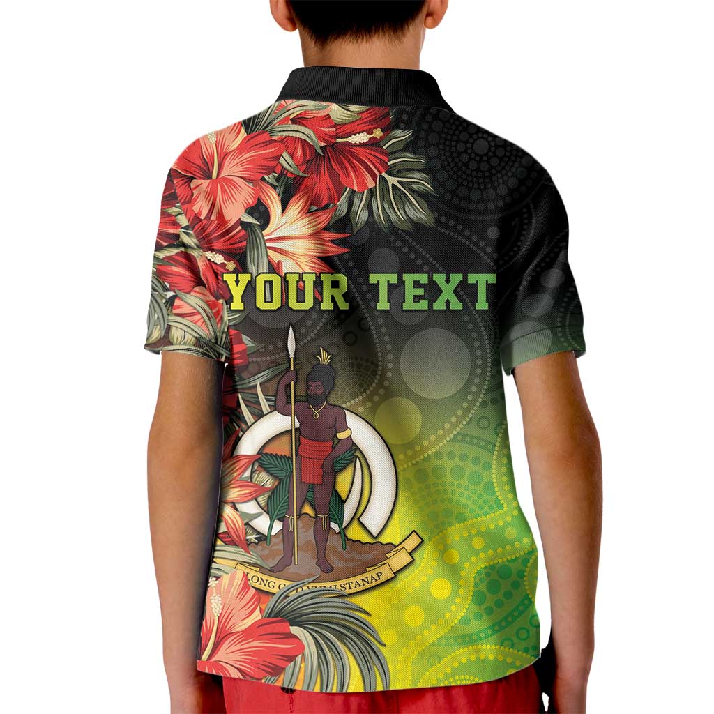 Aboriginal Dot Art Vanuatu Personalised Kid Polo Shirt Tropical Flowers LT05 - Polynesian Pride