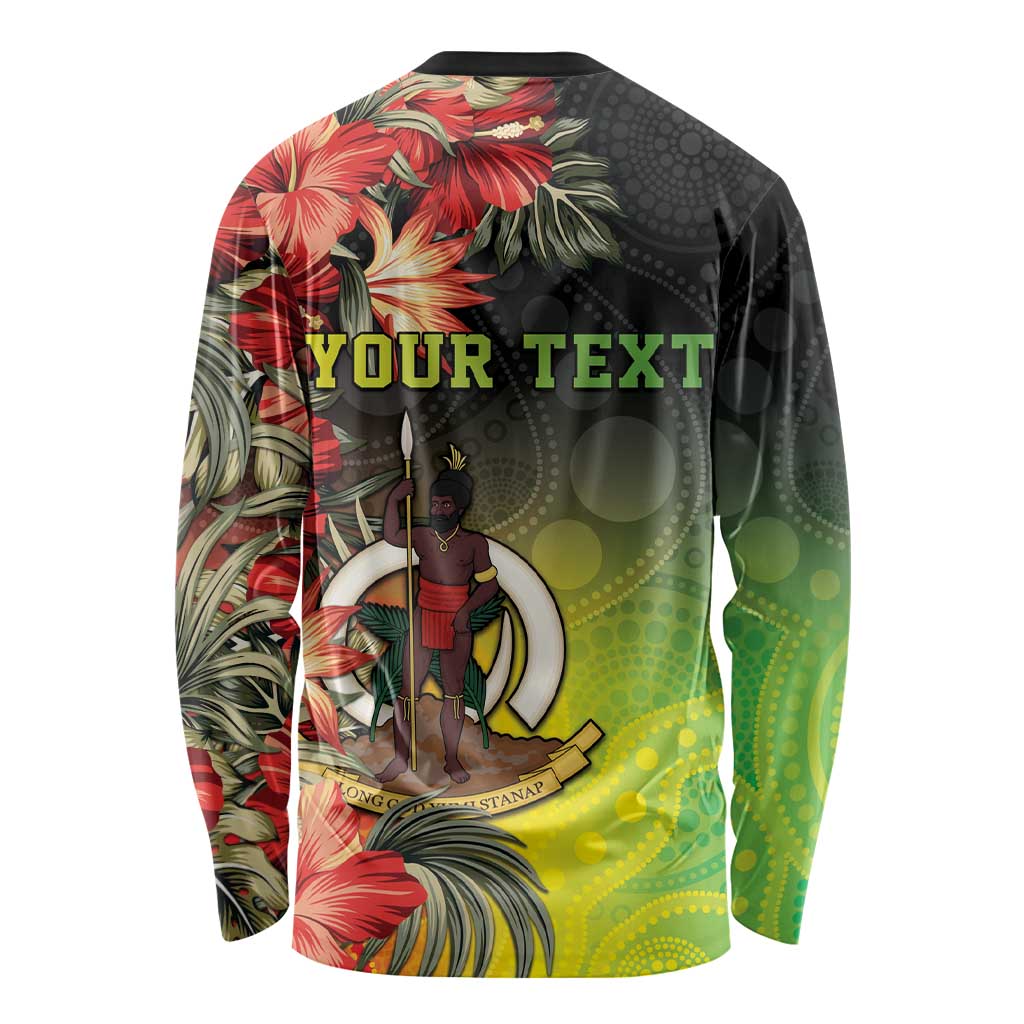 Aboriginal Dot Art Vanuatu Personalised Long Sleeve Shirt Tropical Flowers LT05 - Polynesian Pride