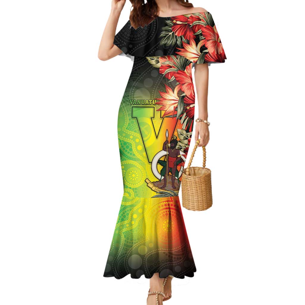 Aboriginal Dot Art Vanuatu Personalised Mermaid Dress Tropical Flowers LT05 Women Reggae - Polynesian Pride