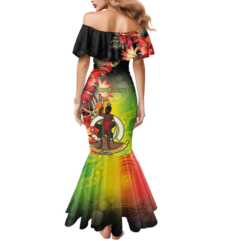 Aboriginal Dot Art Vanuatu Personalised Mermaid Dress Tropical Flowers LT05 - Polynesian Pride
