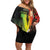 Aboriginal Dot Art Vanuatu Personalised Off Shoulder Short Dress Tropical Flowers