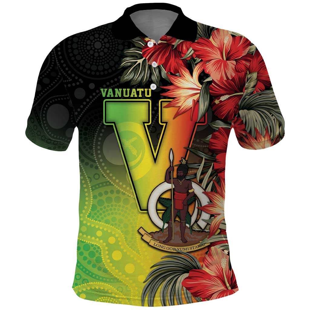 Aboriginal Dot Art Vanuatu Personalised Polo Shirt Tropical Flowers LT05 Reggae - Polynesian Pride