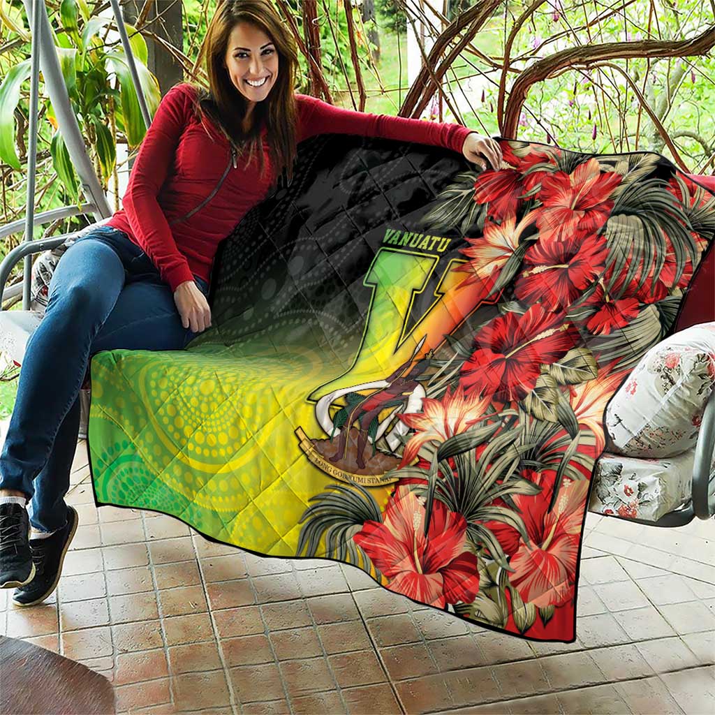 Aboriginal Dot Art Vanuatu Quilt Tropical Flowers