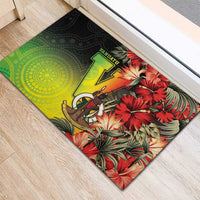 Aboriginal Dot Art Vanuatu Rubber Doormat Tropical Flowers LT05 - Polynesian Pride
