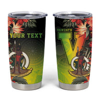 Aboriginal Dot Art Vanuatu Personalised Tumbler Cup Tropical Flowers