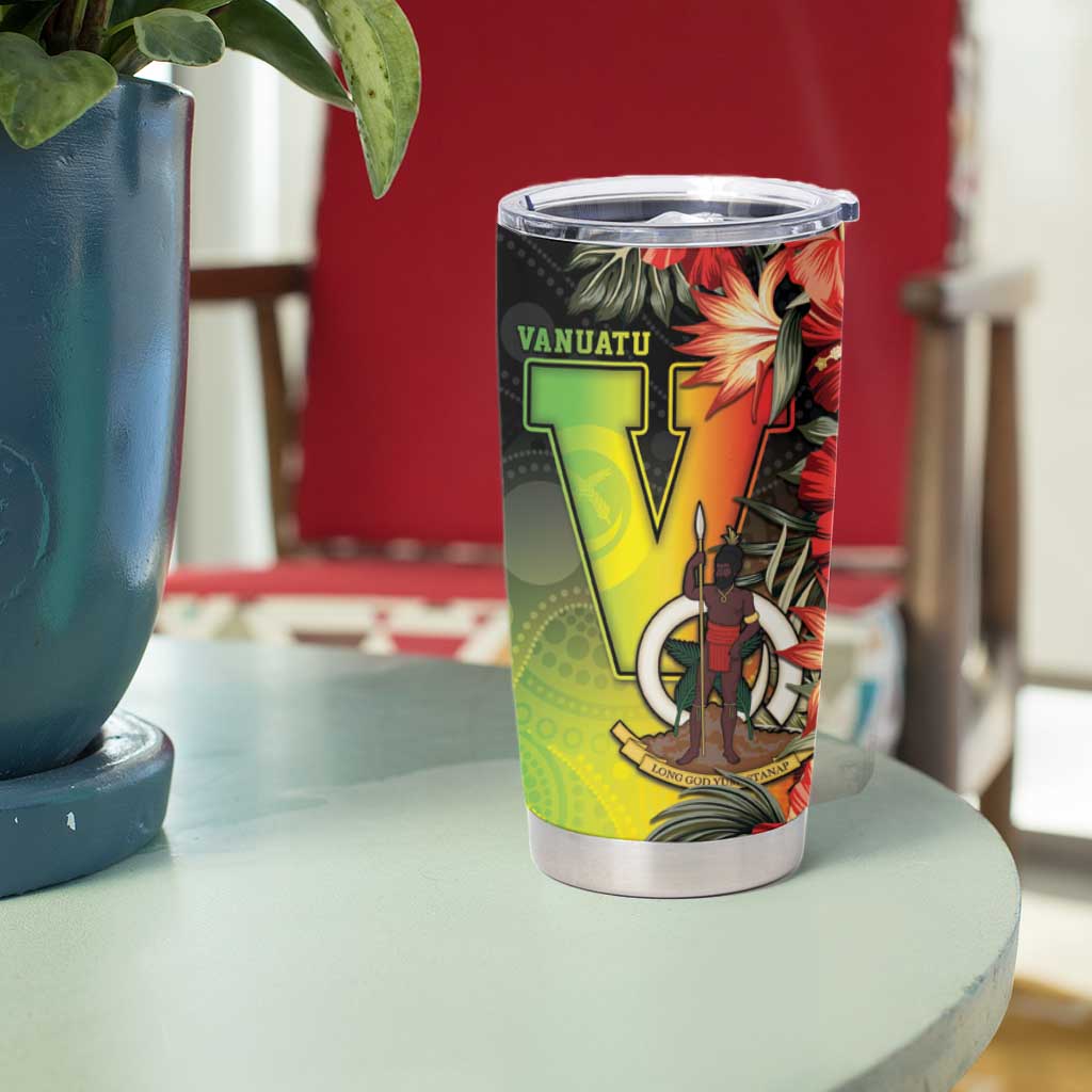 Aboriginal Dot Art Vanuatu Personalised Tumbler Cup Tropical Flowers