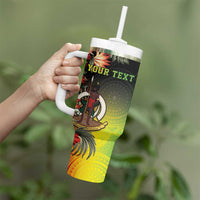 Aboriginal Dot Art Vanuatu Personalised Tumbler With Handle Tropical Flowers