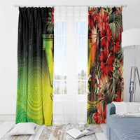 Aboriginal Dot Art Vanuatu Window Curtain Tropical Flowers