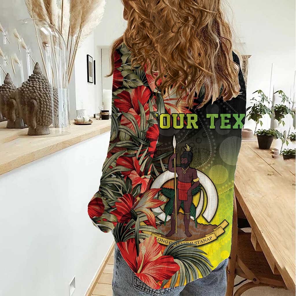 Aboriginal Dot Art Vanuatu Personalised Women Casual Shirt Tropical Flowers
