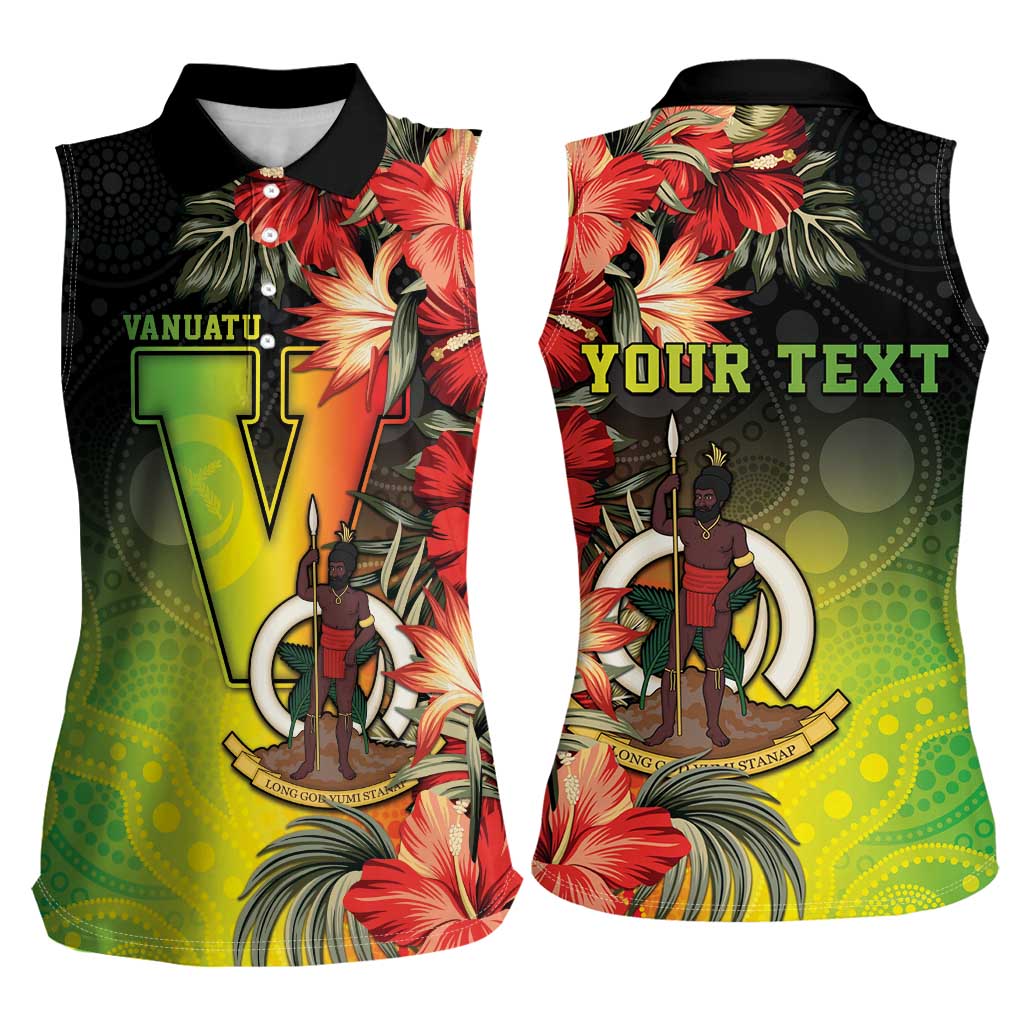 Aboriginal Dot Art Vanuatu Personalised Women Sleeveless Polo Shirt Tropical Flowers LT05 - Polynesian Pride