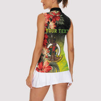 Aboriginal Dot Art Vanuatu Personalised Women Sleeveless Polo Shirt Tropical Flowers LT05 - Polynesian Pride