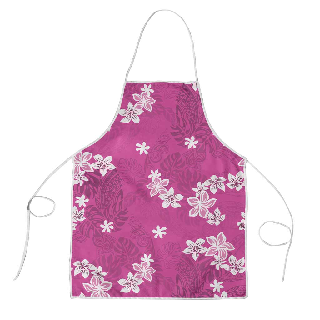 Hawaii Monstera Deliciosa Apron Pink Plumeria Polynesian Pattern - Polynesian Pride