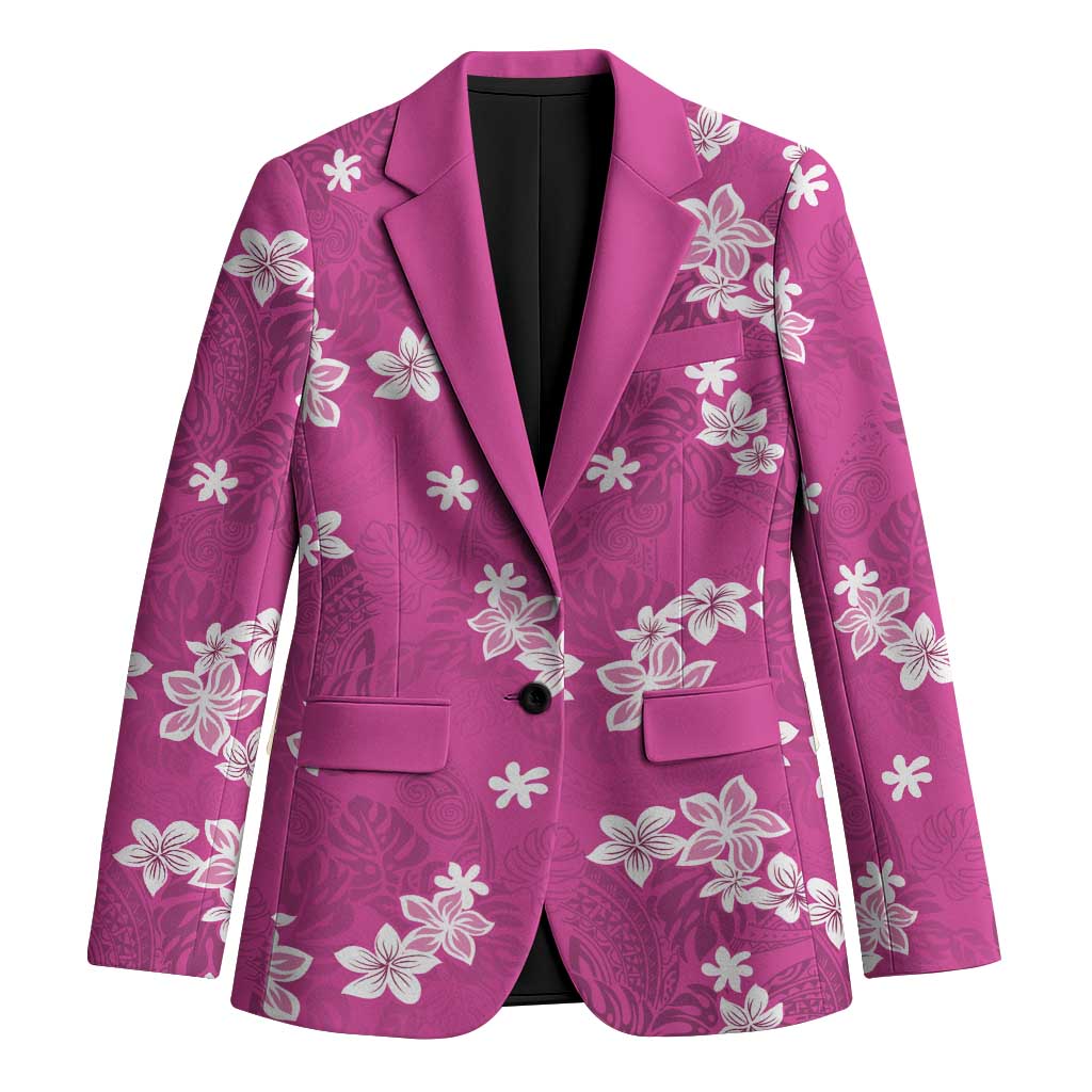 Hawaii Monstera Deliciosa Blazer Pink Plumeria Polynesian Pattern - Polynesian Pride