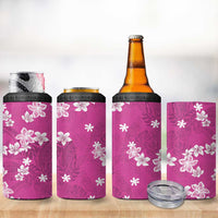 Hawaii Monstera Deliciosa 4 in 1 Can Cooler Tumbler Pink Plumeria Polynesian Pattern - Polynesian Pride