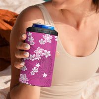 Hawaii Monstera Deliciosa 4 in 1 Can Cooler Tumbler Pink Plumeria Polynesian Pattern - Polynesian Pride