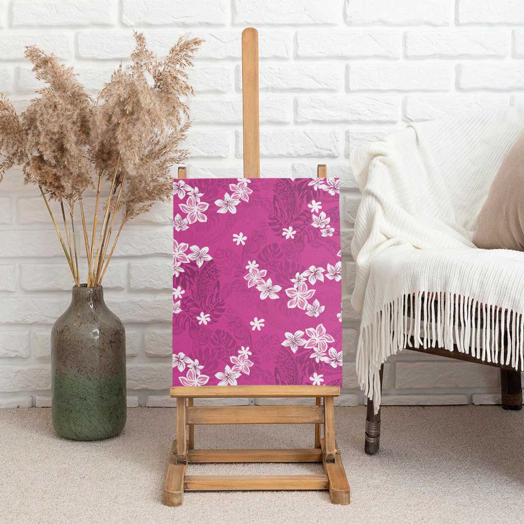 Hawaii Monstera Deliciosa Canvas Wall Art Pink Plumeria Polynesian Pattern - Polynesian Pride