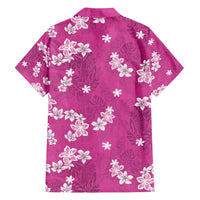 Hawaii Monstera Deliciosa Family Matching Puletasi and Hawaiian Shirt Pink Plumeria Polynesian Pattern - Polynesian Pride