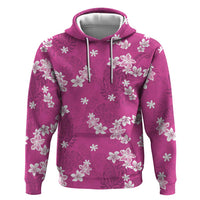 Hawaii Monstera Deliciosa Hoodie Pink Plumeria Polynesian Pattern - Polynesian Pride
