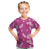 Hawaii Monstera Deliciosa Kid T Shirt Pink Plumeria Polynesian Pattern - Polynesian Pride