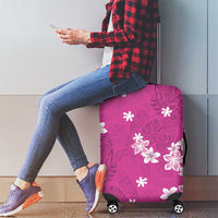 Hawaii Monstera Deliciosa Luggage Cover Pink Plumeria Polynesian Pattern - Polynesian Pride