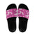 Hawaii Monstera Deliciosa Slide Sandals Pink Plumeria Polynesian Pattern - Polynesian Pride