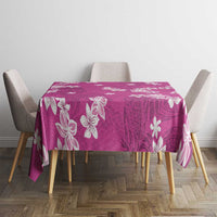 Hawaii Monstera Deliciosa Tablecloth Pink Plumeria Polynesian Pattern - Polynesian Pride