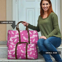 Hawaii Monstera Deliciosa Travel Bag Pink Plumeria Polynesian Pattern - Polynesian Pride