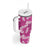 Hawaii Monstera Deliciosa Tumbler With Handle Pink Plumeria Polynesian Pattern - Polynesian Pride