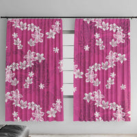 Hawaii Monstera Deliciosa Window Curtain Pink Plumeria Polynesian Pattern - Polynesian Pride