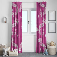 Hawaii Monstera Deliciosa Window Curtain Pink Plumeria Polynesian Pattern - Polynesian Pride