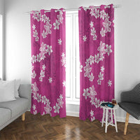 Hawaii Monstera Deliciosa Window Curtain Pink Plumeria Polynesian Pattern - Polynesian Pride