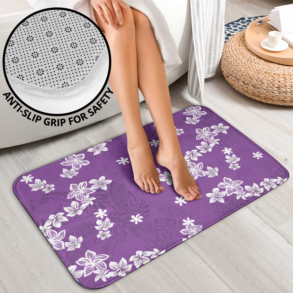 Hawaii Monstera Deliciosa Bathroom Set Purple Plumeria Polynesian Pattern - Polynesian Pride