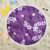 Hawaii Monstera Deliciosa Beach Blanket Purple Plumeria Polynesian Pattern - Polynesian Pride