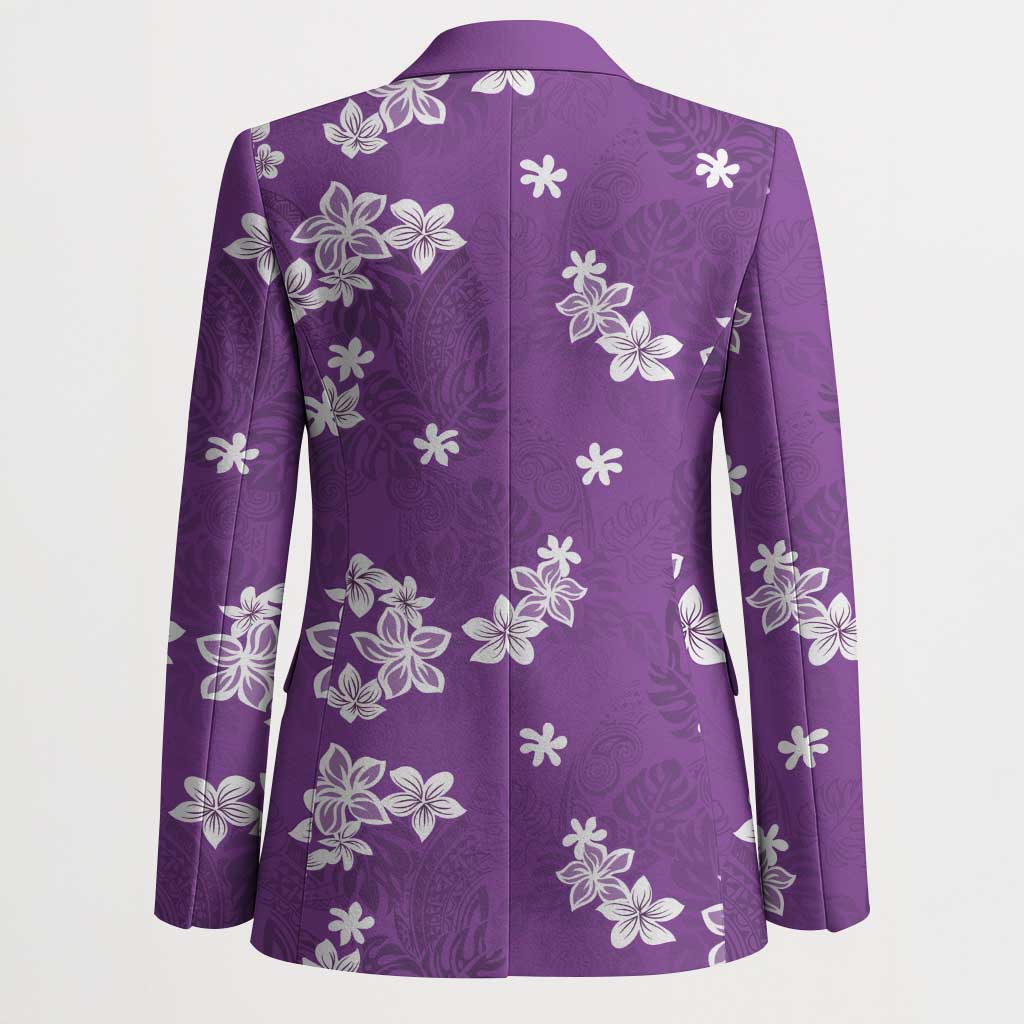 Hawaii Monstera Deliciosa Blazer Purple Plumeria Polynesian Pattern - Polynesian Pride