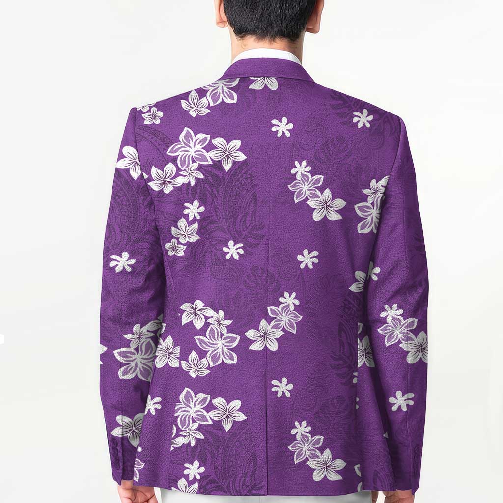 Hawaii Monstera Deliciosa Blazer Purple Plumeria Polynesian Pattern - Polynesian Pride