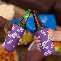 Hawaii Monstera Deliciosa 4 in 1 Can Cooler Tumbler Purple Plumeria Polynesian Pattern - Polynesian Pride