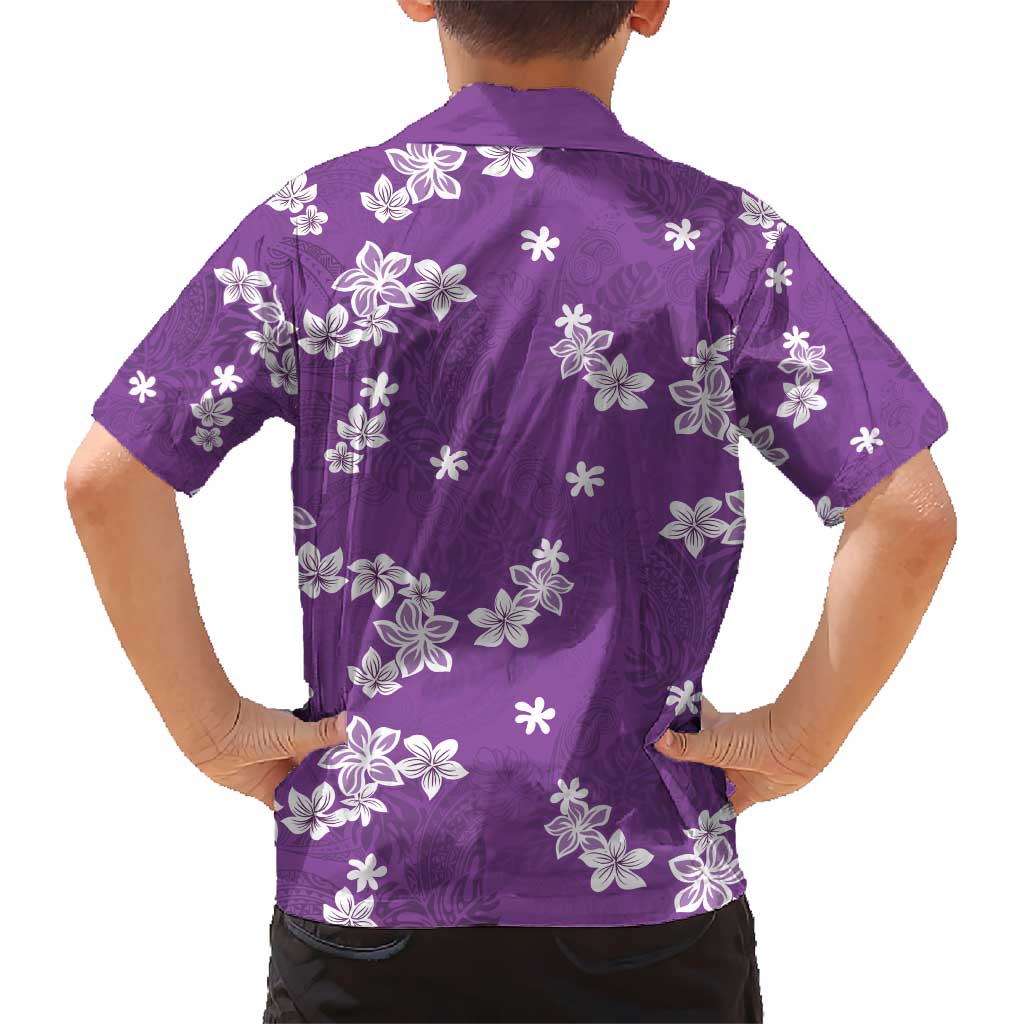Hawaii Monstera Deliciosa Kid Hawaiian Shirt Purple Plumeria Polynesian Pattern LT05 - Polynesian Pride