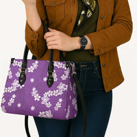 Hawaii Monstera Deliciosa Leather Bag Purple Plumeria Polynesian Pattern - Polynesian Pride