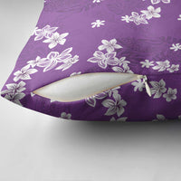 Hawaii Monstera Deliciosa Pillow Cover Purple Plumeria Polynesian Pattern - Polynesian Pride