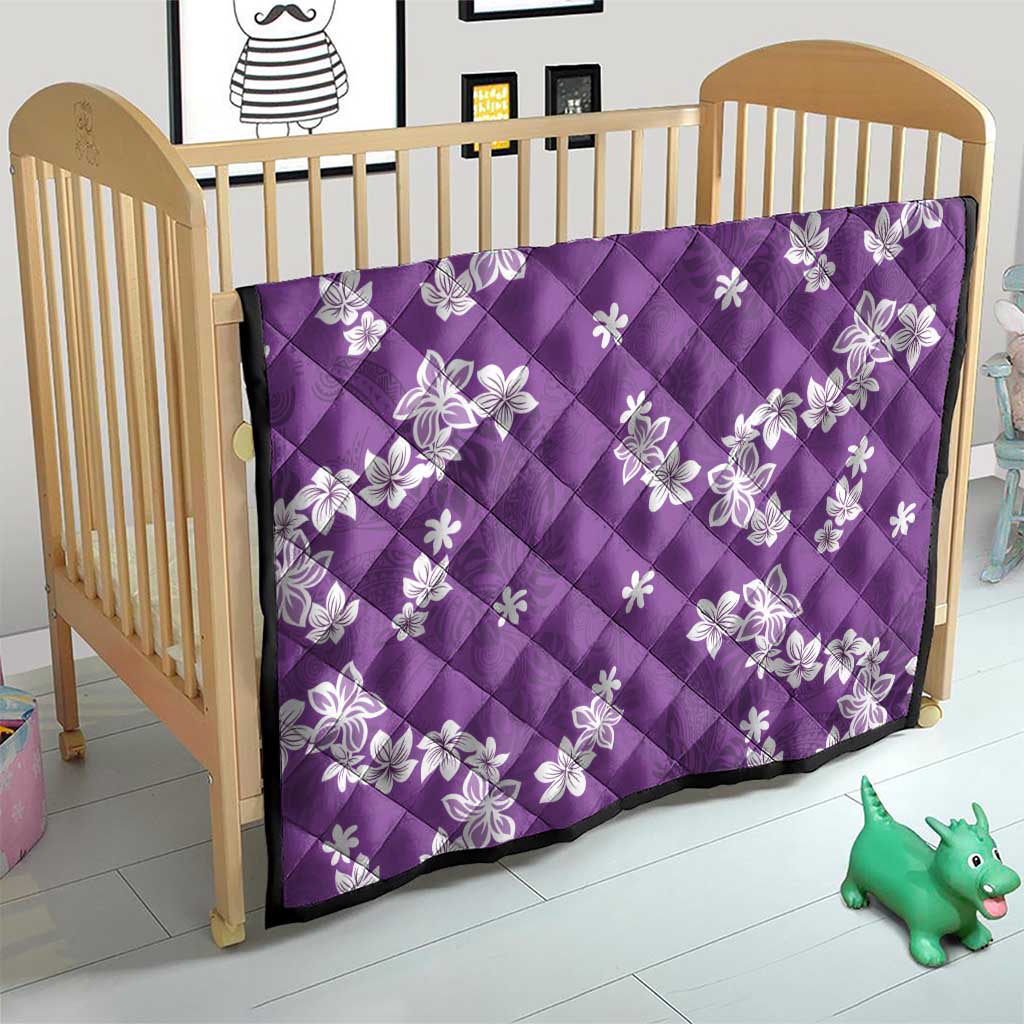 Hawaii Monstera Deliciosa Quilt Purple Plumeria Polynesian Pattern - Polynesian Pride