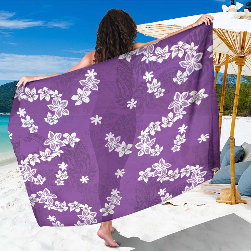 Hawaii Monstera Deliciosa Sarong Purple Plumeria Polynesian Pattern - Polynesian Pride
