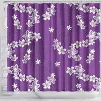 Hawaii Monstera Deliciosa Shower Curtain Purple Plumeria Polynesian Pattern - Polynesian Pride