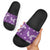 Hawaii Monstera Deliciosa Slide Sandals Purple Plumeria Polynesian Pattern - Polynesian Pride