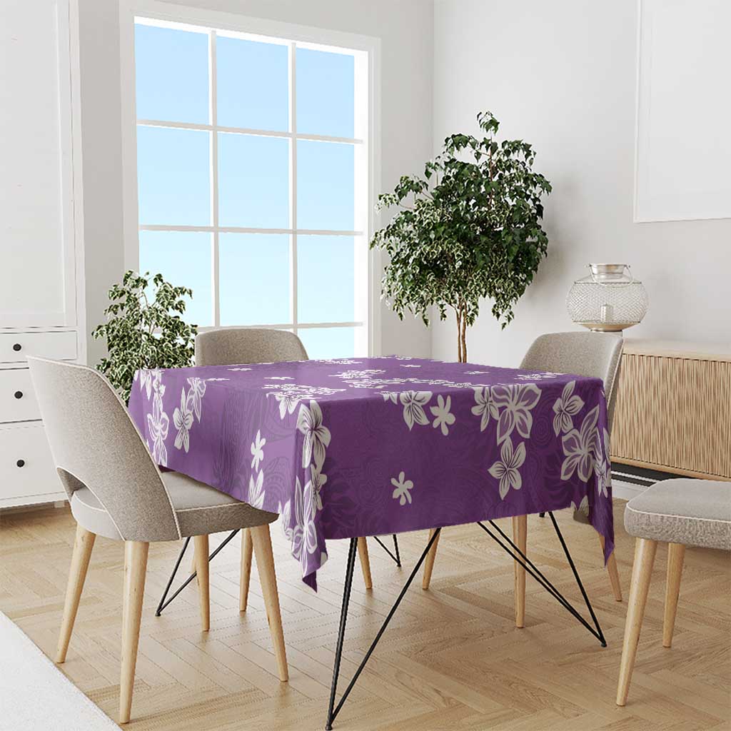 Hawaii Monstera Deliciosa Tablecloth Purple Plumeria Polynesian Pattern - Polynesian Pride