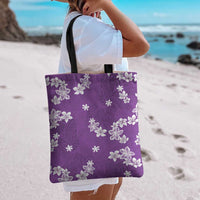 Hawaii Monstera Deliciosa Tote Bag Purple Plumeria Polynesian Pattern - Polynesian Pride
