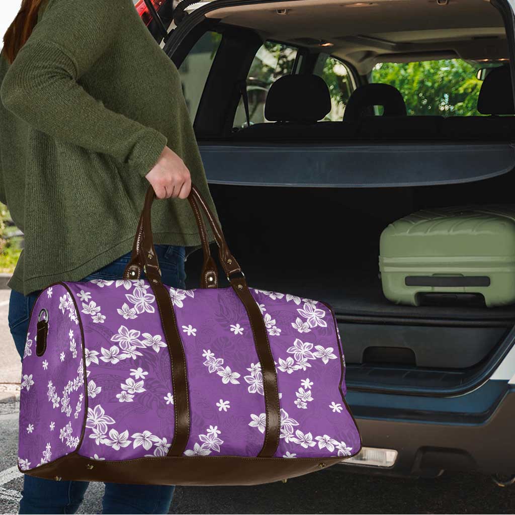 Hawaii Monstera Deliciosa Travel Bag Purple Plumeria Polynesian Pattern - Polynesian Pride