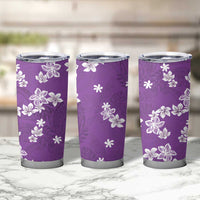 Hawaii Monstera Deliciosa Tumbler Cup Purple Plumeria Polynesian Pattern - Polynesian Pride